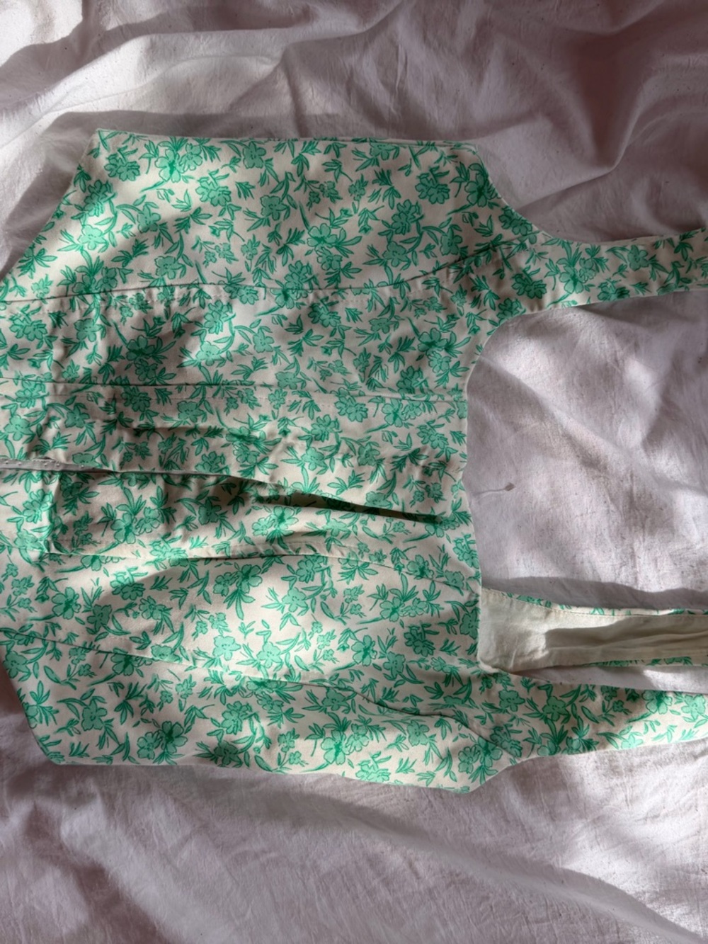 Zara Floral Green and Cream Corset Top